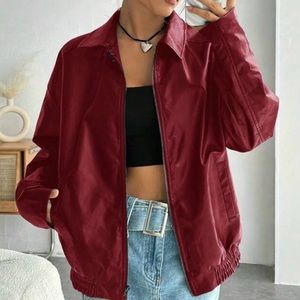 Burgundy Red Vegan Leather Jacket